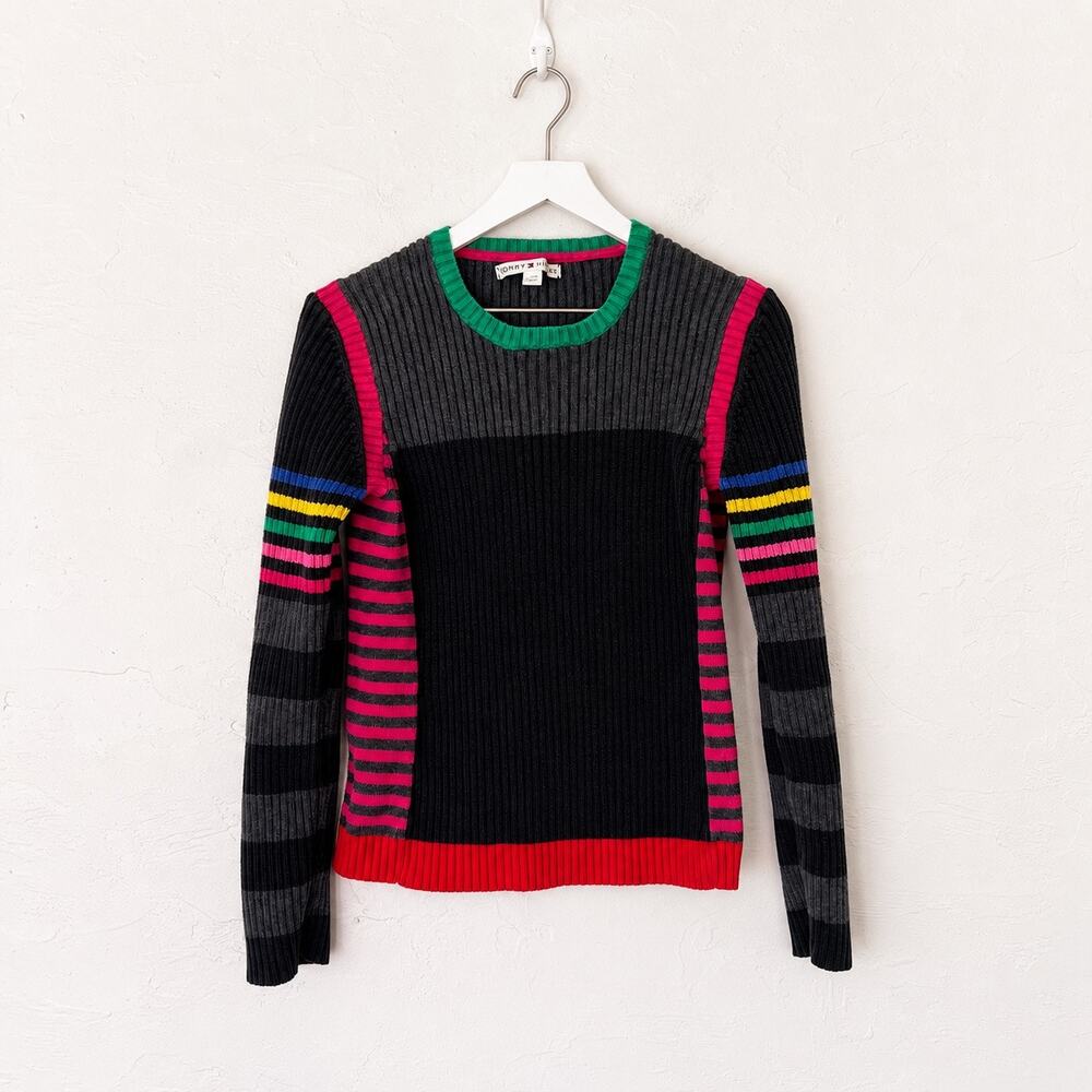 Tommy Hilfiger Made in Japan Colorblock Striped Ribbed Sweater Large